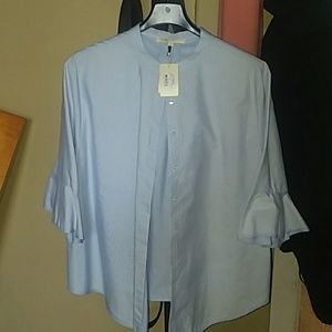MAJE TOP WITH RUFFLE ON SLEEVE 3/4 BRAND NEW